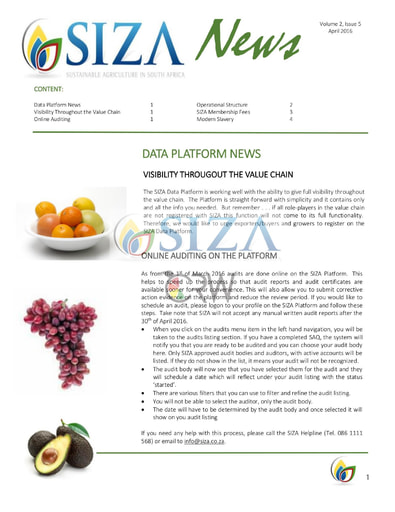 SIZA News Volume 2, Issue 5