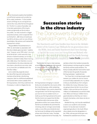 Succession stories in the citrus industry