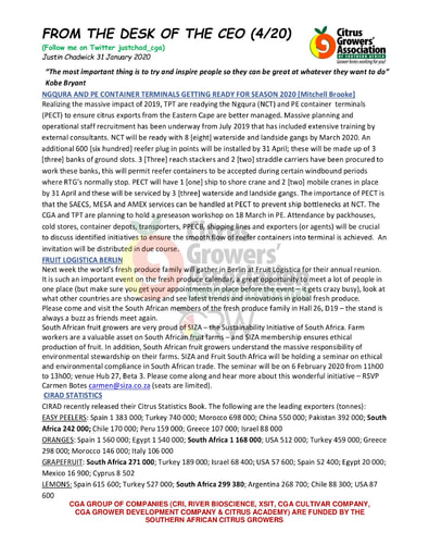 CGA - CEO Newsletter 04/2020 (31/01/20)