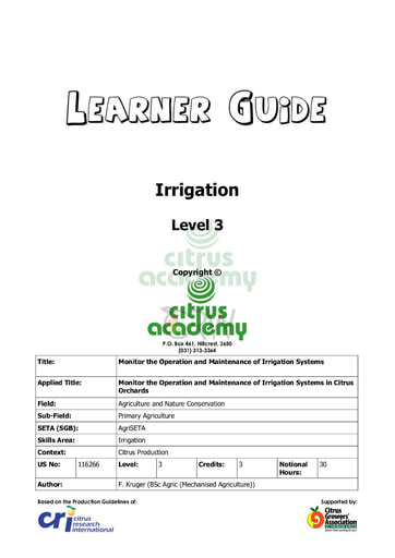 Irrigation NQ 3 Learner Guide