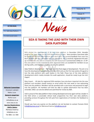 SIZA News Volume 6, Issue 4