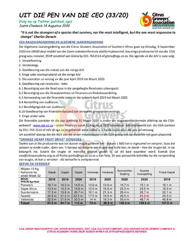 CGA - CEO Nuusbrief 33/2020 (14/08/20)