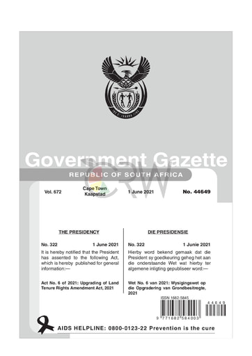Upgrading of Land Tenure Rights Amended Act 6 of 2021 (Act 112 of 1991)