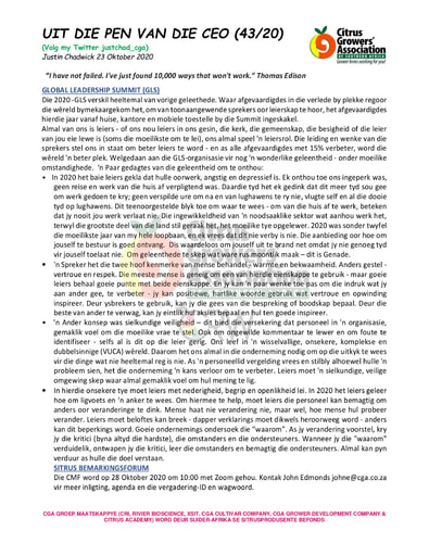 CGA - CEO Nuusbrief 43/2020 (23/10/20)
