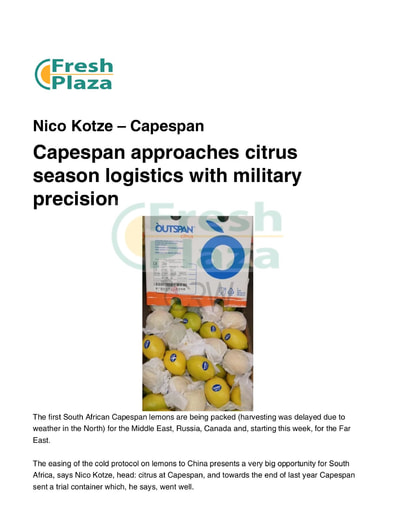 Capespan approaches citrus season logistics with military precision