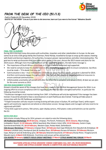 CGA - CEO Newsletter 51/2013 (20/12/13)