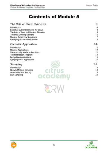 Module 5 Nursery Practices: Plant Nutrition