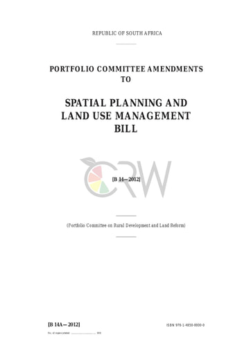 Spatial Planning and Land Use Management Amendment Bill B14A - 2012