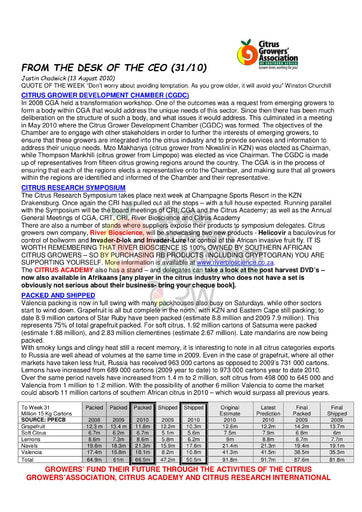 CGA - CEO Newsletter 31/2010 (13/08/10)