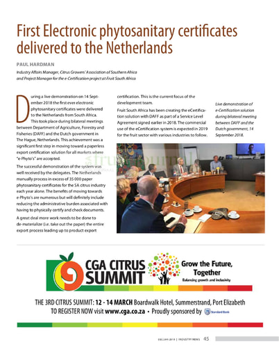 First Electronic phytosanitary certificates delivered to the Netherlands