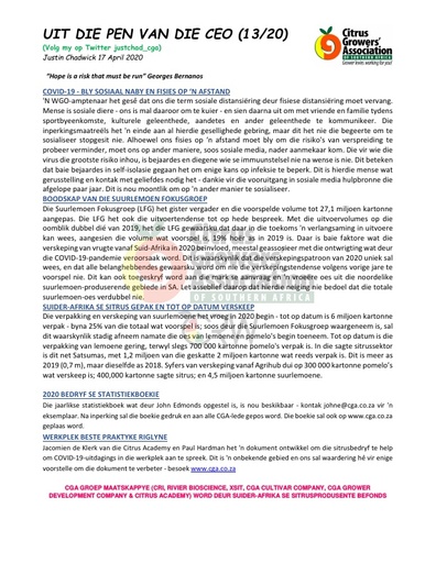 CGA - CEO Nuusbrief 13/2020 (17/04/20)