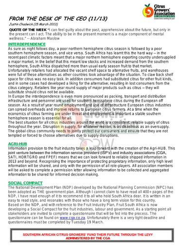 CGA - CEO Newsletter 11/2013 (15/03/13)