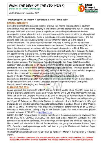CGA - CEO Newsletter 45/2017 (24/11/17)