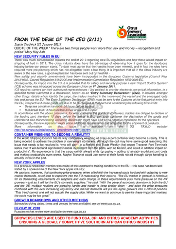 CGA - CEO Newsletter 02/2011 (21/01/11)
