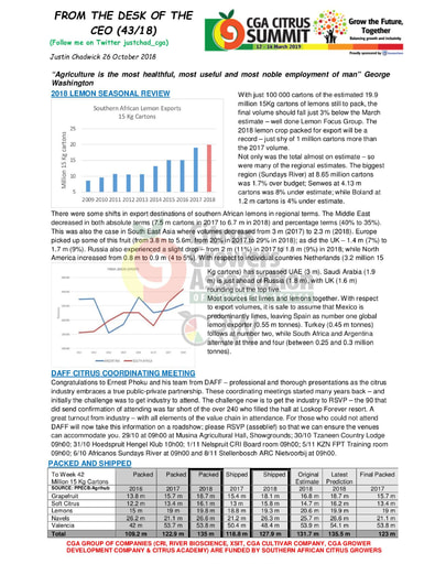 CGA - CEO Newsletter 43/2018 (26/10/18)