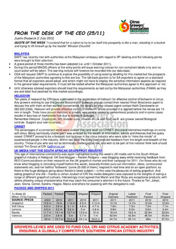 CGA - CEO Newsletter 25/2011 (01/07/11)