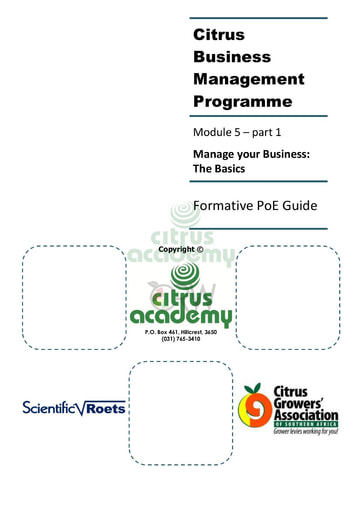 Module 5.1 Manage Your Business: The Basics