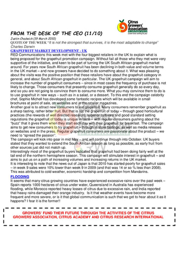 CGA - CEO Newsletter 11/2010 (19/03/10)