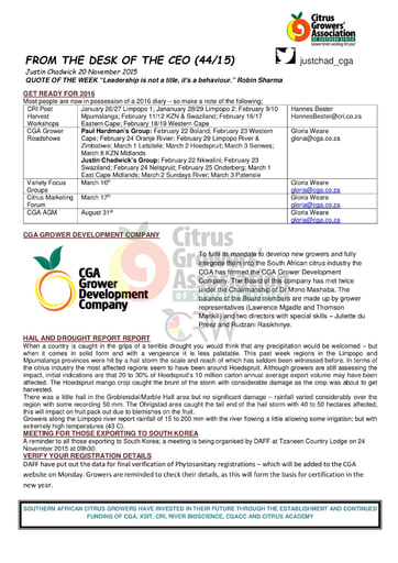 CGA - CEO Newsletter 44/2015 (20/11/15)
