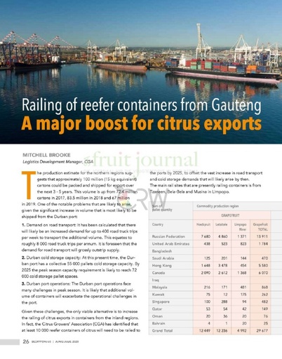 Railing of reefer containers from Gauteng