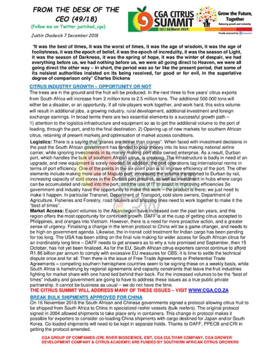 CGA - CEO Newsletter 49/2018 (07/12/18)