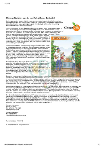 Clemengold pickers sign the world's first Comic Contracts®