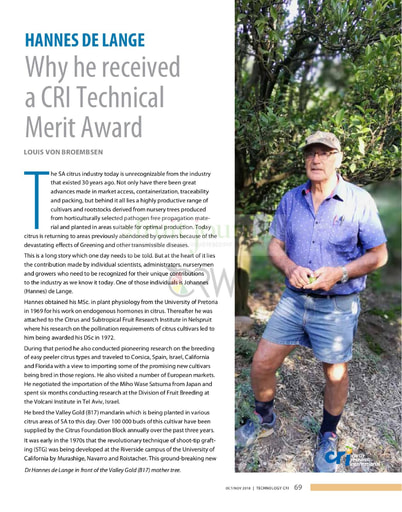 Hannes De Lange - Why he received a CRI Technical Merit Award