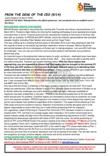 CGA - CEO Newsletter 09/2014 (14/03/14)