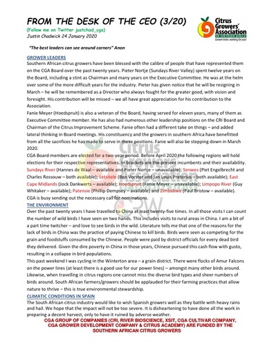 CGA - CEO Newsletter 03/2020 (24/01/20)