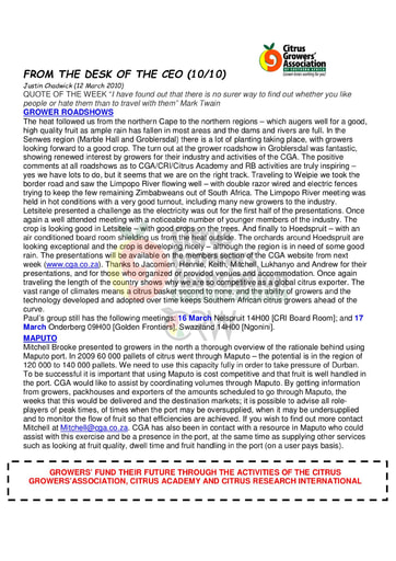 CGA - CEO Newsletter 10/2010 (12/03/10)