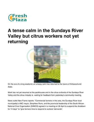 A tense calm in the Sundays River Valley