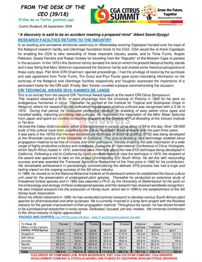 CGA - CEO Newsletter 39/2018 (28/09/18)