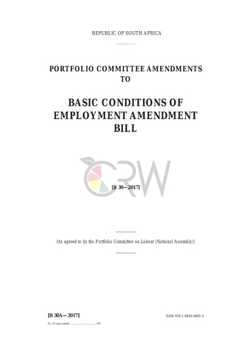 Basic Conditions of Employment Amendment Bill B30A - 2017