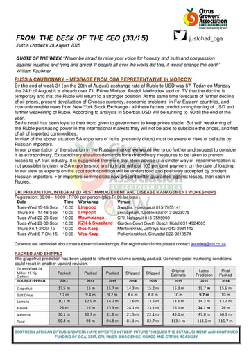 CGA - CEO Newsletter 33/2015 (28/08/15)