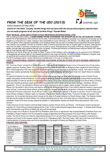 CGA - CEO Newsletter 20/2015 (29/05/15)