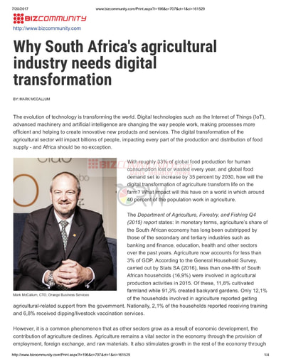 Why South Africa's agricultural industry needs digital transformation