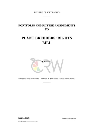 Plant Breeders' Rights Amendment Bill B11A - 2015