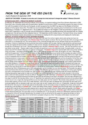 CGA - CEO Newsletter 36/2015 (18/09/15)