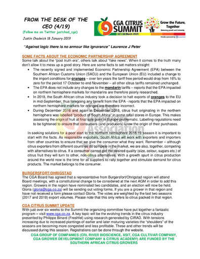 CGA - CEO Newsletter 04/2019 (25/01/19)