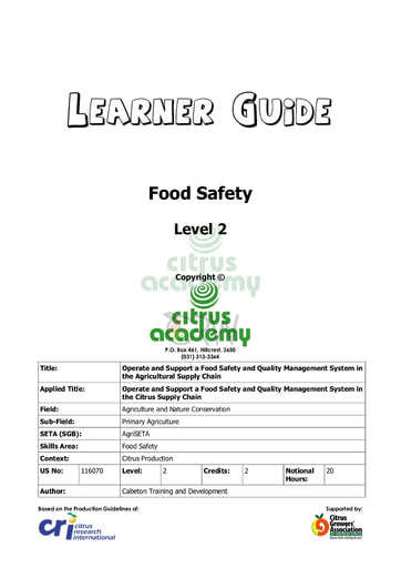 Food Safety NQ 2 Learner Guide