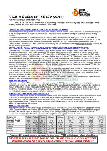 CGA - CEO Newsletter 38/2011 (30/09/11)