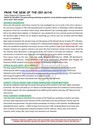 CGA - CEO Newsletter 06/2014 (21/02/14)