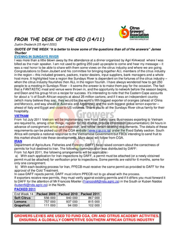 CGA - CEO Newsletter 14/2011 (15/04/11)