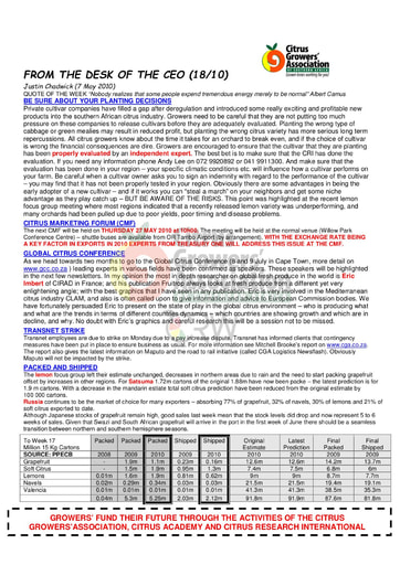 CGA - CEO Newsletter 18/2010 (07/05/10)
