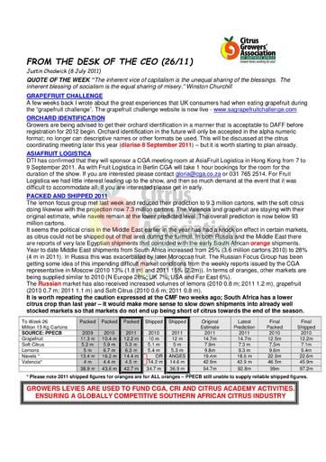 CGA - CEO Newsletter 26/2011 (08/07/11)