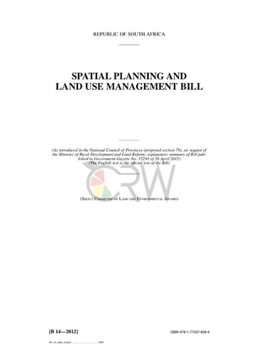 Spatial Planning Land Use Management Bill Amendment B14 - 2012