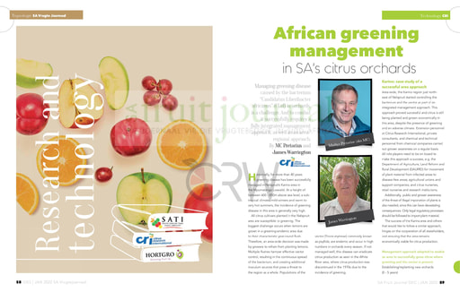 African greening management in SA's citrus orchards
