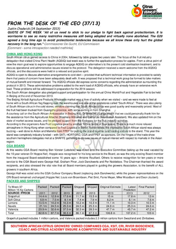 CGA - CEO Newsletter 37/2013 (14/09/13)