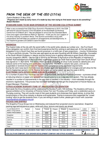 CGA - CEO Newsletter 17/2016 (13/05/16)