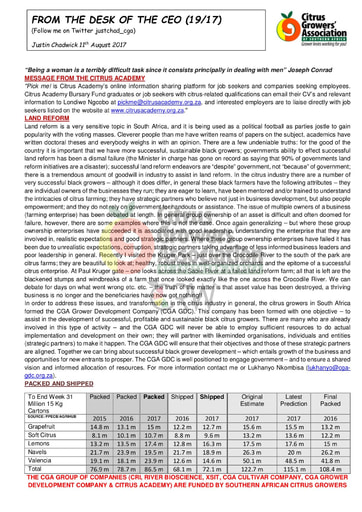 CGA - CEO Newsletter 30/2017 (11/08/17)
